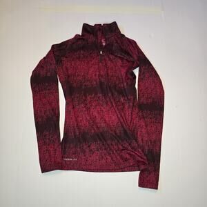 NIKE Therma-Fit Women’s 1/4 Zip Long-Sleeve Pullover Medium Red Just Do It